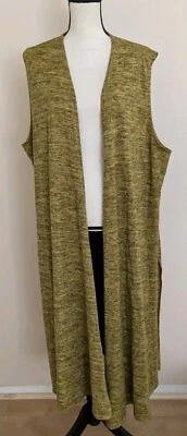 Chaleco largo LulaRoe XL Joy oro amarillo mostaza con rayas jaspeadas marrones Foto 1 de 4