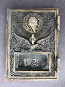 Antique U.S. Post Office Mail Box Door #152 Flying Eagle Brass Combination Lock - Picture 1 of 3