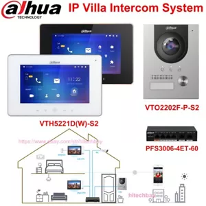 Dahua IP Villa Video Intercom VTO2202F-P-S2 Doorbell VTH5221DW-S2 Monitor PoE - Picture 1 of 15