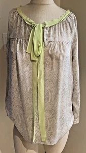 Rebecca Taylor Beautiful 100% Silk Cream Python Print Blouse sz 4 NEW - Picture 1 of 9