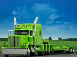 1/64 DCP PETERBILT 389 TRI AXLE 70" MID ROOF W/ TALBERT TRI AXLE LOWBOY TRAILER - Picture 1 of 7
