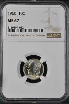 1960 10C  Roosevelt Dime NGC MS67   8159894-022 - Image 1 of 2