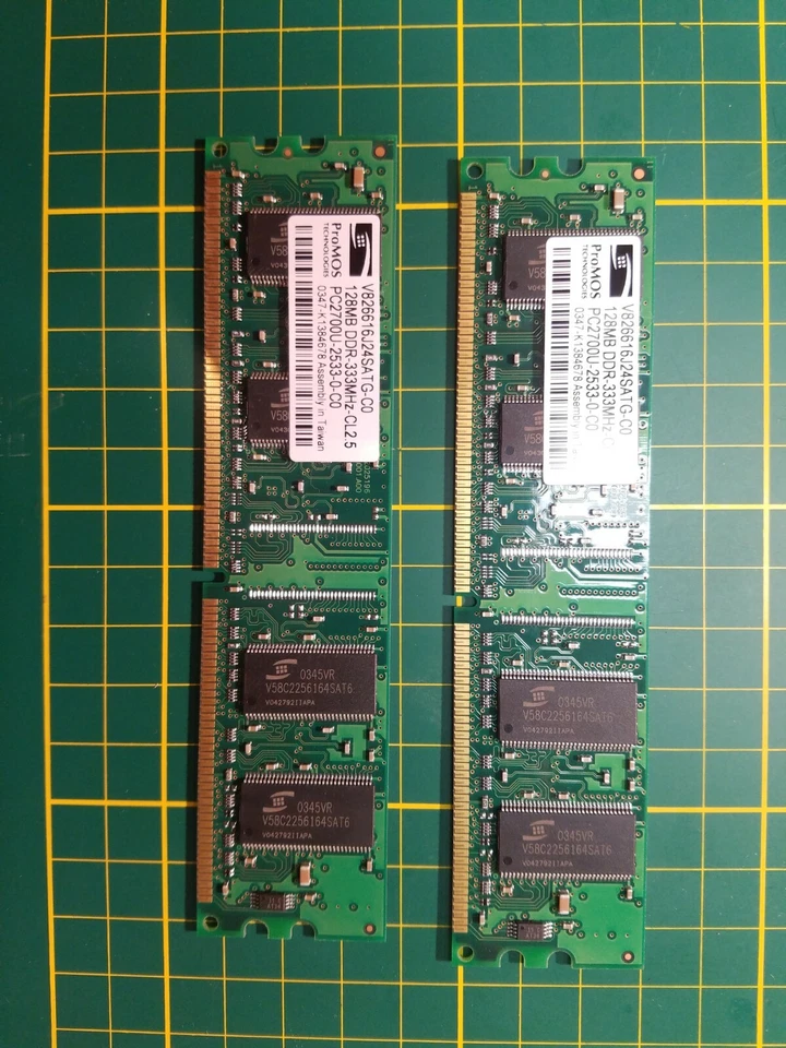 Lot of 2 Sticks Promos 128MB DDR CL3 V826616J24SATG-D3 - Image 1 of 3