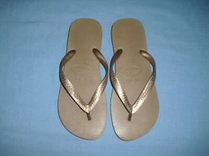 Havaianas Womens Top Metallic Gold Thongs / Flip Flops Size 9 - Bild 1 von 4