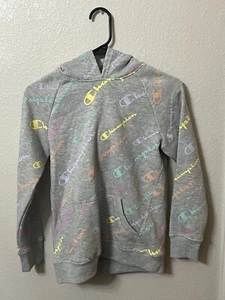 Champion Sweatshirt Girls Large/Rainbow lettering/Grey - Picture 1 of 4