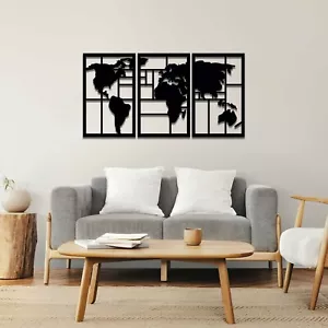 Wooden World Map Wall Art Contemporary Wall Hanging Unique Wall Home Wall Decor - Picture 1 of 14