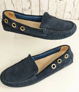 Massimo Dutti Blue suede Loafer Slip On Moccasin  Womens Size 35  - Picture 1 of 10