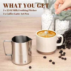 12oz Milk Frothing Pitcher Stainless Steel Espresso Latte Steaming Creamer Cup - Picture 1 of 5