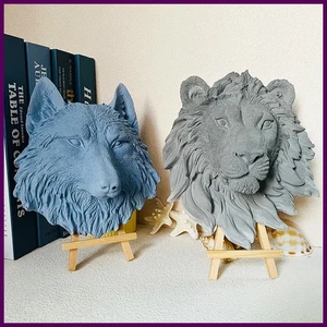 Stampo in silicone testa di lupo grandi dimensioni intonaco artistico da appendere a parete leone - Foto 1 di 26