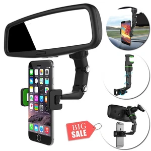 Multifunctional Car Rear View Mirror Mount Holder Stand Cradle For Cell Phone - Picture 1 of 12