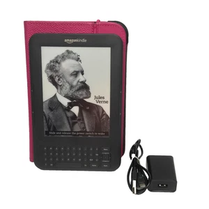 Amazon Kindle Keyboard 3rd Gen D00901 Bundled w/New Battery & Leather Case - Picture 1 of 11