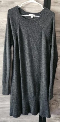 Blanco + Warren Suéter Vestido Columpio Mujer Grande Gris Cachemira Tejido Pullover Cálido Foto 1 de 4