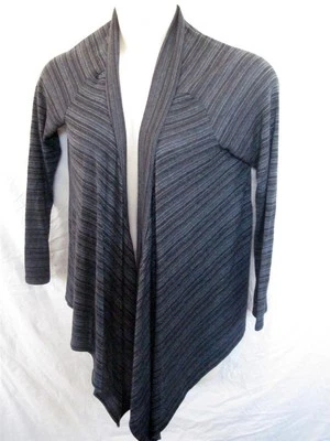Regular Size M Apostrophe Open Front Cardigan Dropped Hem Lt Weight Teal & Black - Image 1 of 4