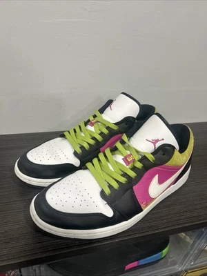 Nike Air Jordan 1 Pintura en Spray Blanco Negro Fucsia Zapatos Bajos Talla 12 CW5564-001 Foto 1 de 4
