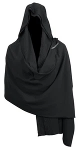 Medieval Black Padme Cape Shawl Post Apocalyptic Cloak Black Hooded Cowl - Picture 1 of 7