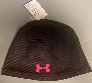 Under Armour UA Running Beanie Black/Pink Women's OSFM BNWT FAST FREE SHIPPING - Picture 1 of 2