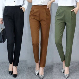 Women High Waisted Cigarette Pant OL Office Workwear Tapered Long Trouser AU - Picture 1 of 15