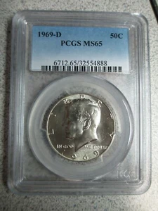 1969-D KENNEDY HALF DOLLAR - PCGS  MS65 - MINT STATE CERTIFIED GRADED COIN MS 65 - Picture 1 of 11