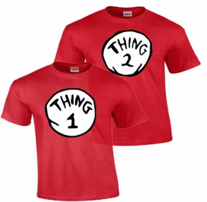 Dr Seuss Thing 1 and 2 T-Thirt Fancy Dress Kids Party Costume Book Week - Picture 1 of 2