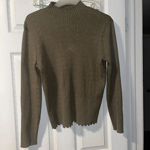 Adrianna Papell XL Sweater Olive Green Long Sleeve Pullover - Picture 1 of 3