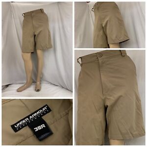 Under Armour Golf Shorts 38 Brown Flat Front Nylon Stretch YGI O2-51