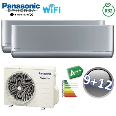 Climatizzatore dual split ETHEREA SILVER ARGENTO Panasonic 9000+12000 btu A+++ W - Immagine 1 di 3