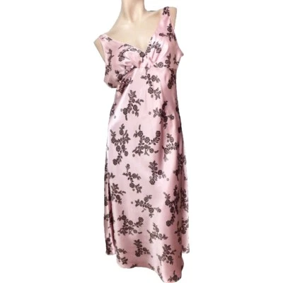 Новый с Ярлыками Donna Nadeau балет ночная рубашка маленький розовый w коричневый цветочные без рукавов атлас - Изображение 1 из 4