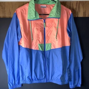 Columbia Windbreaker Jacke Lightweight Damen Small Neon Lime Blue Coral - Bild 1 von 6