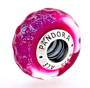 Nuevo Dije de Vidrio Murano 100% Auténtico PANDORA 925 Rosa Ondulado/Rojo 798872C00 - Imagen 1 de 4