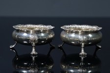 ANTIQUE VICTORIAN SILVER STERLING PAIR OF OPEN SALT CELLARS LONDON 1892 AB4