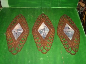 Juego de 3 colgantes de pared Country Burwood vintage 1975 MCM 14" - Imagen 1 de 6