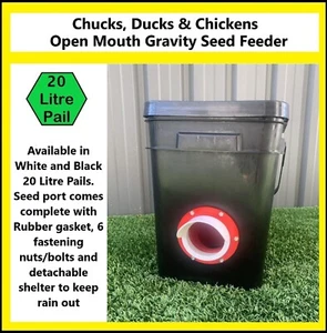 Auto Chicken Feeder 20L Automatic Bird Poultry Chook Chick Outdoor Seed Feed BLK - Picture 1 of 3