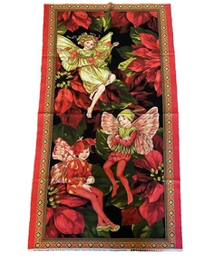 Holiday Fairies Panel Flower Fairies Michael Miller 2011 Cotton Fabric Panel - Picture 1 of 3