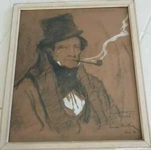 "Le vieux Comédien " dessin signé. "The old comedian" signed Émile BERTIN (1878- - Imagen 1 de 11
