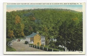 OLD HISTORIC SHOT FACTORY,LINCOLN HIGHWAY~WEST OF BEDFORD,PA -CT 1936 - Picture 1 of 2