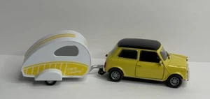 Welly Mini Cooper Yellow Motor Car Caravan Diecast 1:38 Scale Miniature Toy - Picture 1 of 4