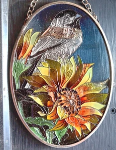 AMIA of Denver, CO ~ HANDPAINTED SUNCATCHER Bird and Flower New In Open Box - Picture 1 of 3