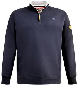 D555 RUSSEL 1/4 Cremallera Sudadera en Vellón para Hombre en Azul Marino, 2XL-8XL - Imagen 1 de 7