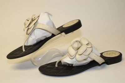 Chanel Jelly Acolchado Camelia Tanga Mujer Talla 9 39 Hecho en Italia Sandalias Zapatos Foto 1 de 4