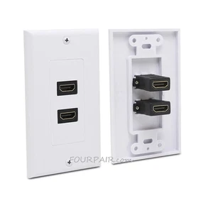 2 puertos doble HDMI pared placa frontal panel cubierta toma 1080P 4K ARC HDR blanco - Imagen 1 de 1