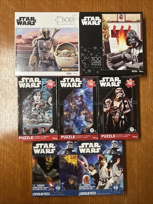 Lot Of 7 Star Wars Jigsaw Puzzles Lenticular + Regular Mandalorian Vader NIB - Image 1 of 4