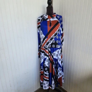 NWT Ashley Stewart Stretch Tunic Women Abstract Dot Blue Long Sleeve Sz 22/24 - Picture 1 of 12