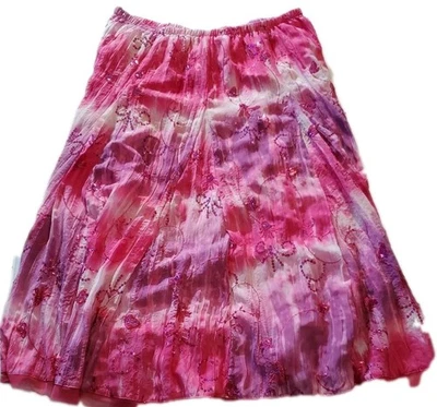 Peter Nygard розовый галстук макси юбка блестки украшение размер L Fairycore Gypsy  - Изображение 1 из 4