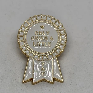 Award Cried A Little Yay Metal Enamel Pin Gold Tone Backing Lapel Hat Brooch - Picture 1 of 2