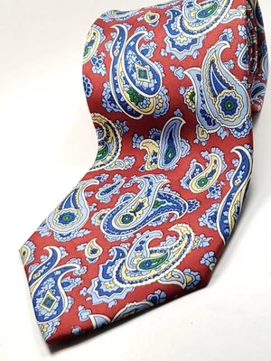 Corbata hecha a mano 100 % seda para hombre Ralph Lauren roja azul verde roja cachemira NUEVA Foto 1 de 3