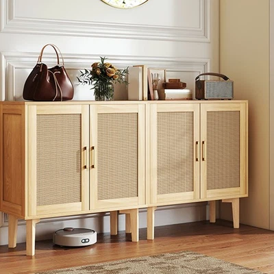 Mueble Buffet Multifuncional con Puertas Decorativas de Ratán para Comedor Foto 1 de 4