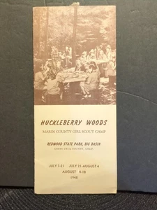 Folleto del campamento de niñas exploradoras Huckleberry Woods Santa Cruz 1948, CA - Imagen 1 de 4
