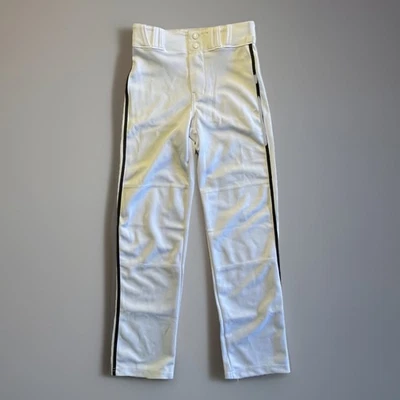 Baseball Pants Champro Size Youth Medium M White Black Pin Striping Straight Leg - Image 1 of 4