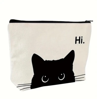 Nuevo bolso con cremallera de lona para gato negro Foto 1 de 2