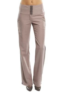 Pantalón Mackage Cintura Alta Taupe Pantalón Cintura Ancha Gancho Imitación NUEVO Diseñador - Imagen 1 de 5